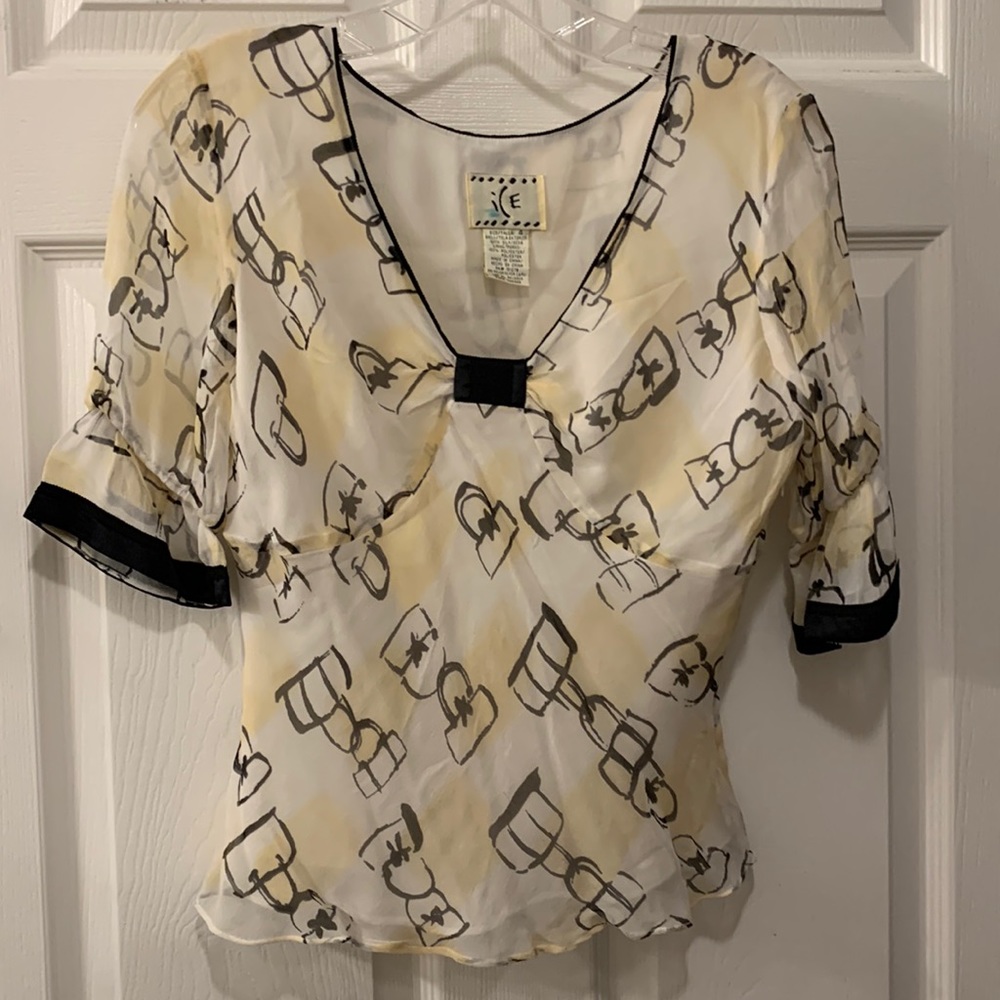 ICE SILK TOP/RETRO STYLING BIAS CUT SZ 4 /SIDE ZIP ::SHEER/LINED 100%SILK